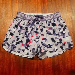 Youth - Girls Medium purple- Under Armour- athletic shorts.